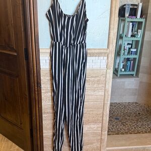 Splendid Black and White Striped Sleeveless Jumpsuit